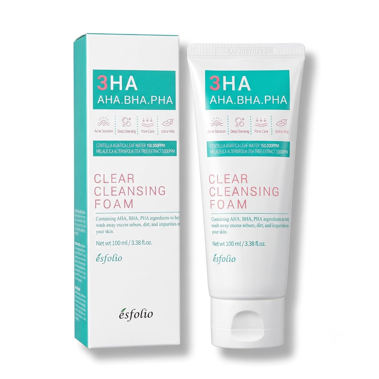 Esfolio 3HA Clear Cleansing Foam, 100ml/3.38 Fl oz