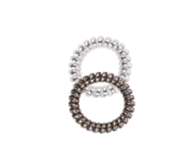 Telephone Wire Hair Band - Silver, Charcoal 2pcs