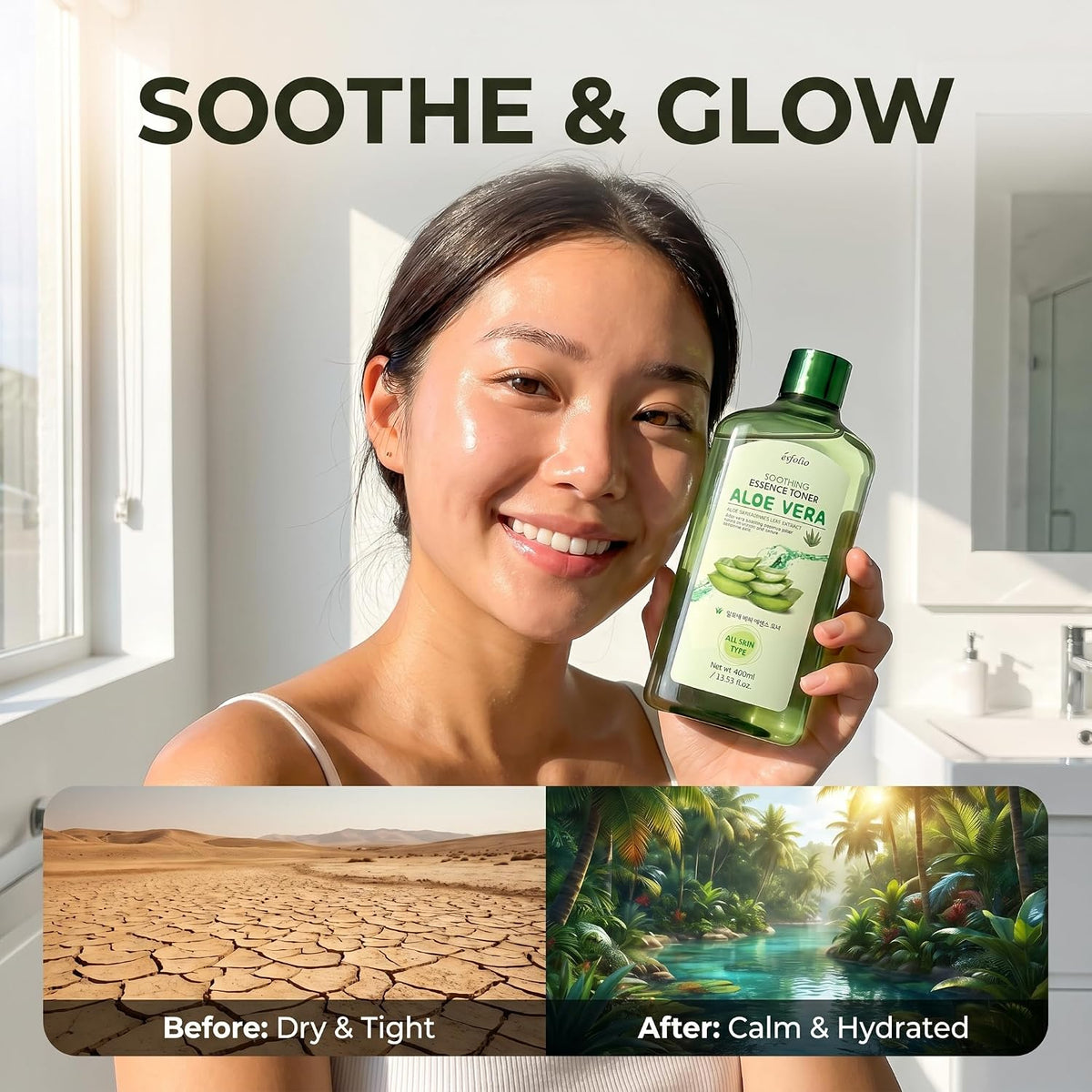 Esfolio Aloe Vera Soothing Essence Toner 13.52 Fl Oz