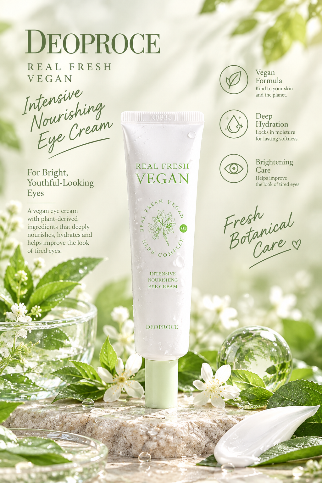 Deoproce Real Fresh Vegan Intensive Soothing Eye Cream, 30ml