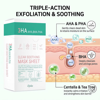Esfolio 3HA Clear Soothing Mask Sheet (0.85fl.oz*5 sheets)