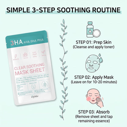 Esfolio 3HA Clear Soothing Mask Sheet (0.85fl.oz*5 sheets)