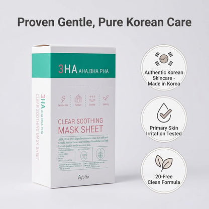 Esfolio 3HA Clear Soothing Mask Sheet (0.85fl.oz*5 sheets)
