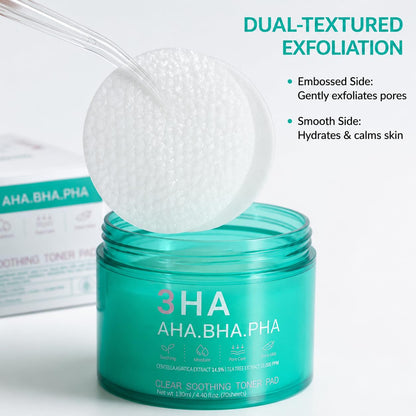 Esfolio 3HA Toner Pads, AHA BHA PHA Exfoliating Facial Pads, 70 Pads
