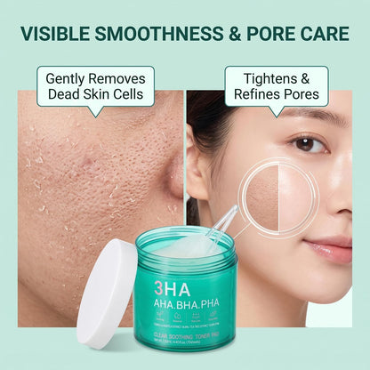 Esfolio 3HA Toner Pads, AHA BHA PHA Exfoliating Facial Pads, 70 Pads