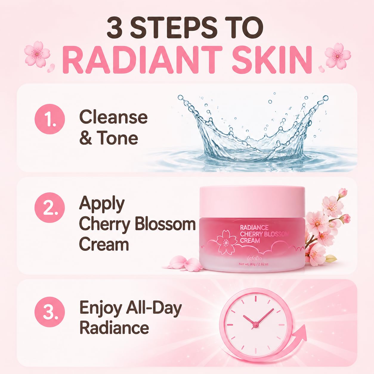 Esfolio Radiance Cherry Blossom Cream, 2.83 Oz
