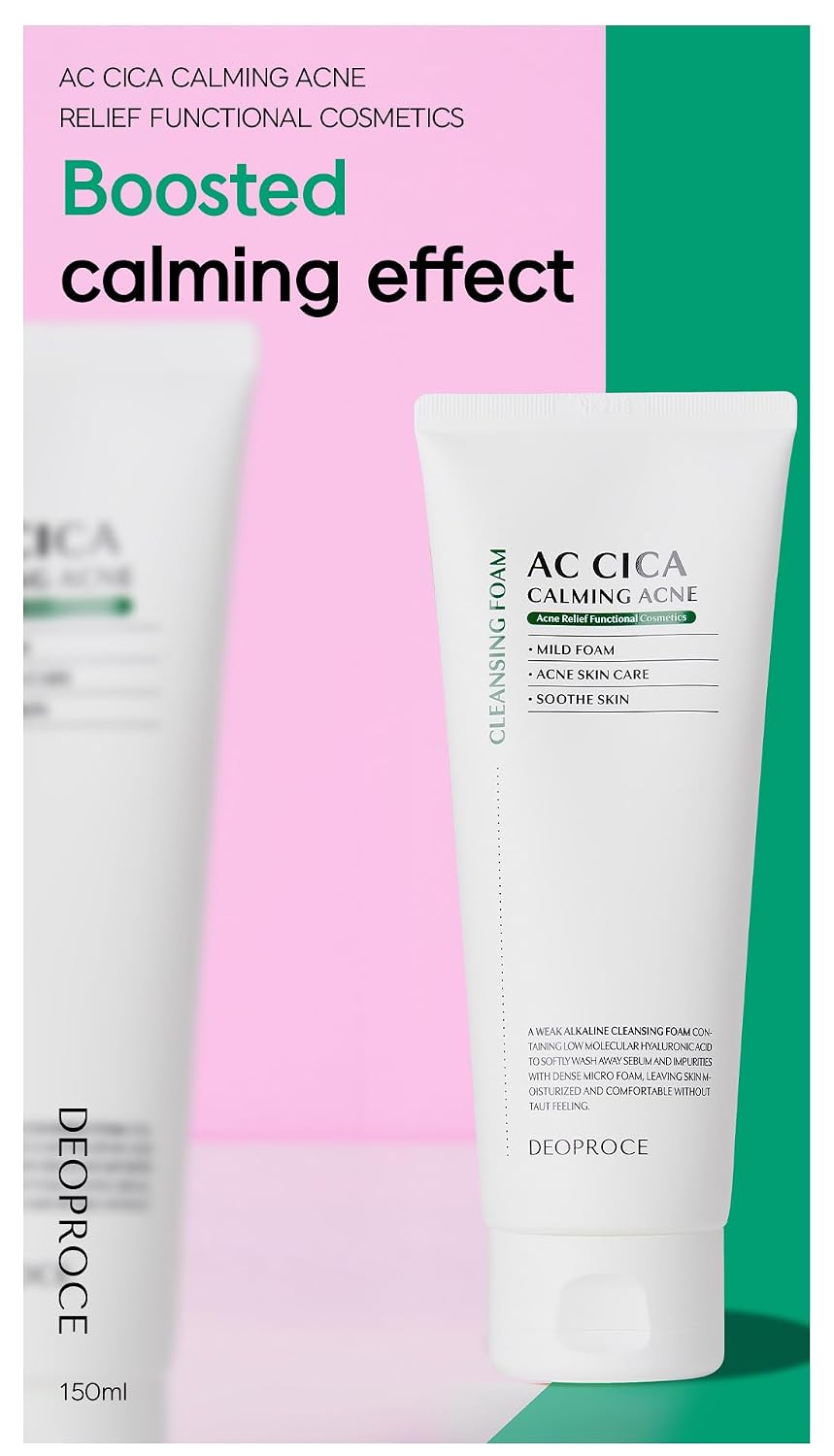 DEOPROCE AC Cica Calming Acne Cleansing Foam, 150 ml