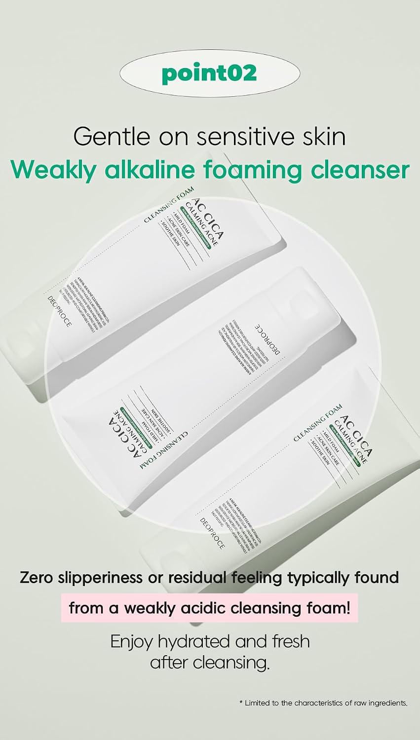 DEOPROCE AC Cica Calming Acne Cleansing Foam, 150 ml