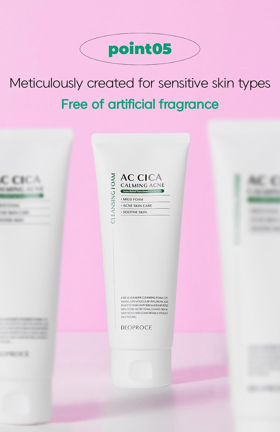 DEOPROCE AC Cica Calming Acne Cleansing Foam, 150 ml