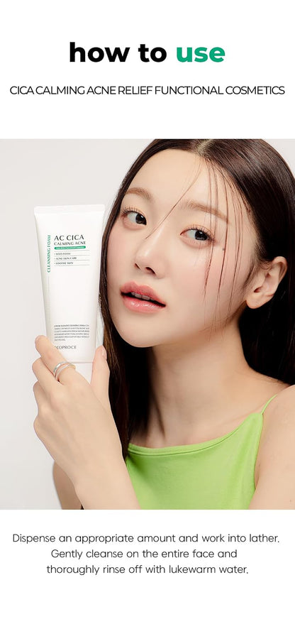 DEOPROCE AC Cica Calming Acne Cleansing Foam, 150 ml