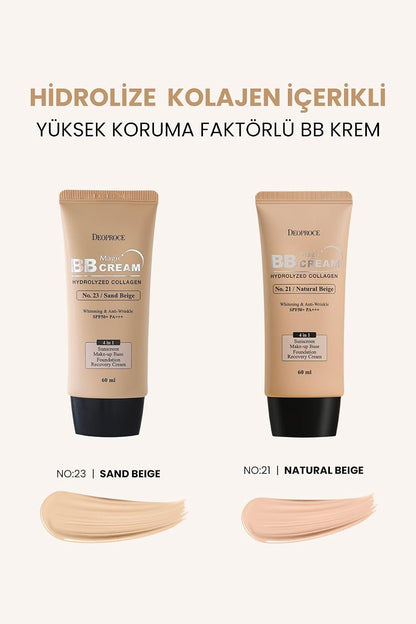 DEOPROCE Magic BB Cream SPF50+ PA+++ (60 ML) | 4-in-1 Foundation, Makeup Base, Sunscreen & Recovery Cream