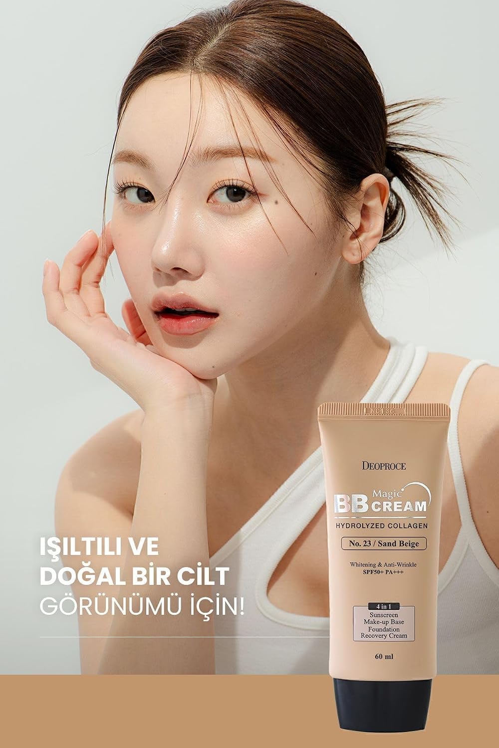 DEOPROCE Magic BB Cream SPF50+ PA+++ (60 ML) | 4-in-1 Foundation, Makeup Base, Sunscreen & Recovery Cream