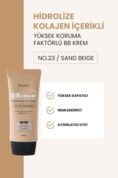 DEOPROCE Magic BB Cream SPF50+ PA+++ (60 ML) | 4-in-1 Foundation, Makeup Base, Sunscreen & Recovery Cream