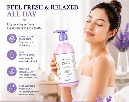 DEOPROCE Milky Relaxing Perfumed Body Wash - Floral Musk, 25.36 Oz