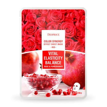 DEOPROCE Moist Soothing Smooth Mask Sheet -  ROSE & POMEGRANTE (Pack of 10)