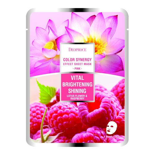 DEOPROCE Moist Soothing Smooth Mask Sheet -  LOTUS FLOWER & RASPBERRY (Pack of 10)
