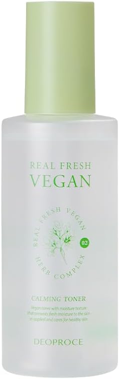 DEOPROCE Real Fresh Vegan Calming Toner, 200 ml with Rosemary, Jasmine, Chamomile, Sage, Lavender Extracts