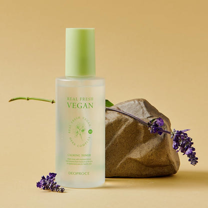 DEOPROCE Real Fresh Vegan Calming Toner, 200 ml with Rosemary, Jasmine, Chamomile, Sage, Lavender Extracts