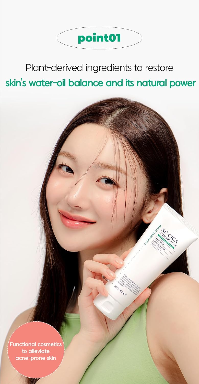 DEOPROCE AC Cica Calming Acne Cleansing Foam, 150 ml
