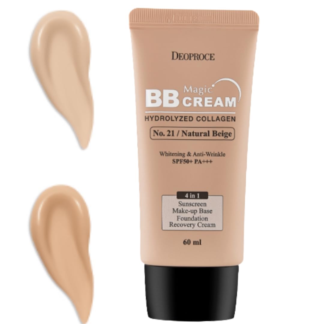 DEOPROCE Magic BB Cream SPF50+ PA+++ (60 ML) | 4-in-1 Foundation, Makeup Base, Sunscreen & Recovery Cream