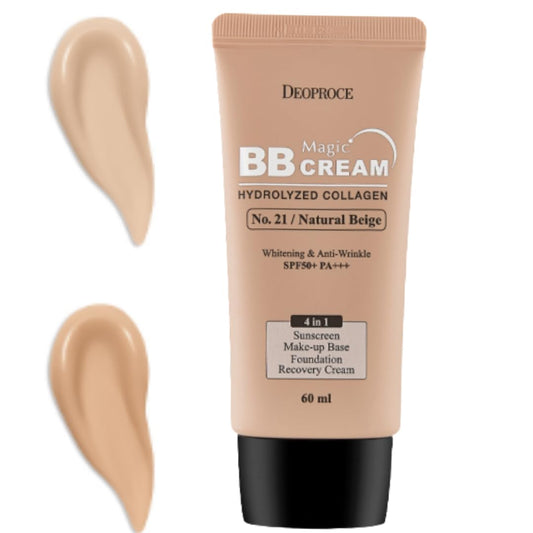 DEOPROCE Magic BB Cream SPF50+ PA+++ (60 ML) | 4-in-1 Foundation, Makeup Base, Sunscreen & Recovery Cream
