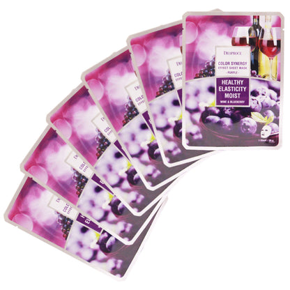 DEOPROCE Moist Soothing Smooth Mask Sheet - Wine & Blueberry (Pack of 10)