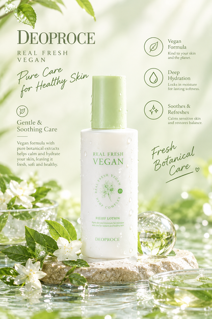 Deoproce Real Fresh Vegan Relief Lotion, 200ml