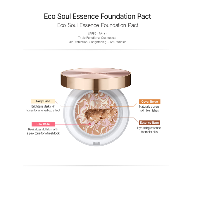 Eco Soul Essence Foundation Pact,  SPF27, PA++ (2 Colors)