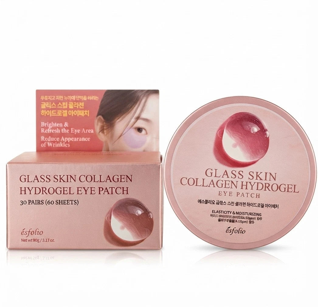 Esfolio Glass Skin Hydrogel Eye Patch, 60sheets - Collagen, Snail, Rice