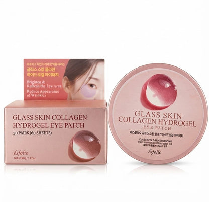 Esfolio Glass Skin Hydrogel Eye Patch, 60sheets - Collagen, Snail, Rice