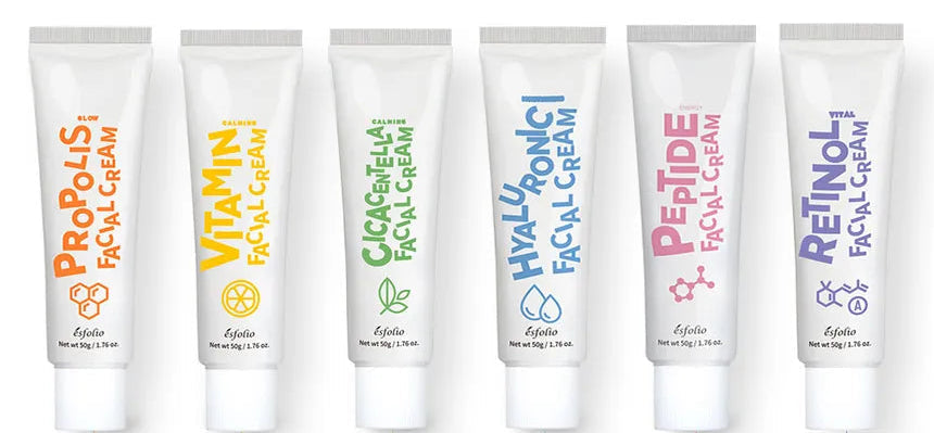 Esfolio Facial Creams, 50g (VITAMIN, CICA CENTELLA, HYALURONIC ACID, PEPTIDE ENERGY, RETINOL VITAL, PROPOLIS)