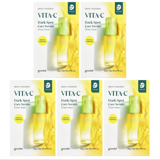 GOODAL Green Tangerine Vita C Dark Spot Care Serum Sheet Mask, 20ml * 5 sheets
