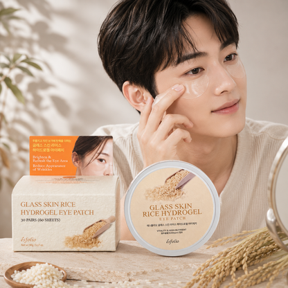 Esfolio Glass Skin Hydrogel Eye Patch, 60sheets - Collagen, Snail, Rice