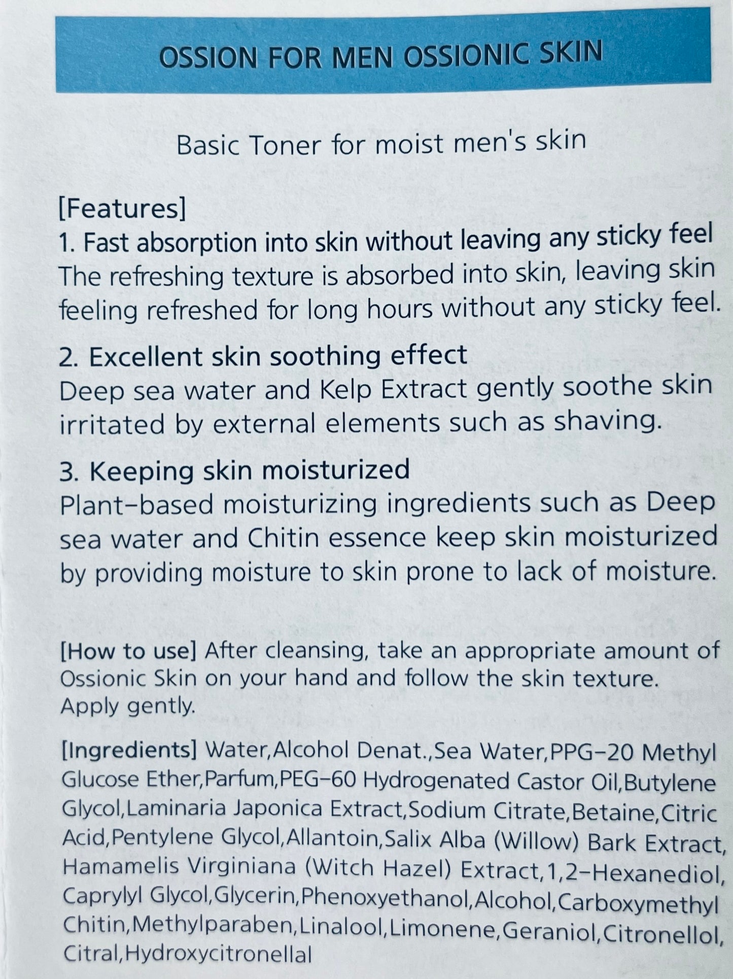 48% OFF | Ossion Skin Toner, Ossionic Skin For Men, 140ml
