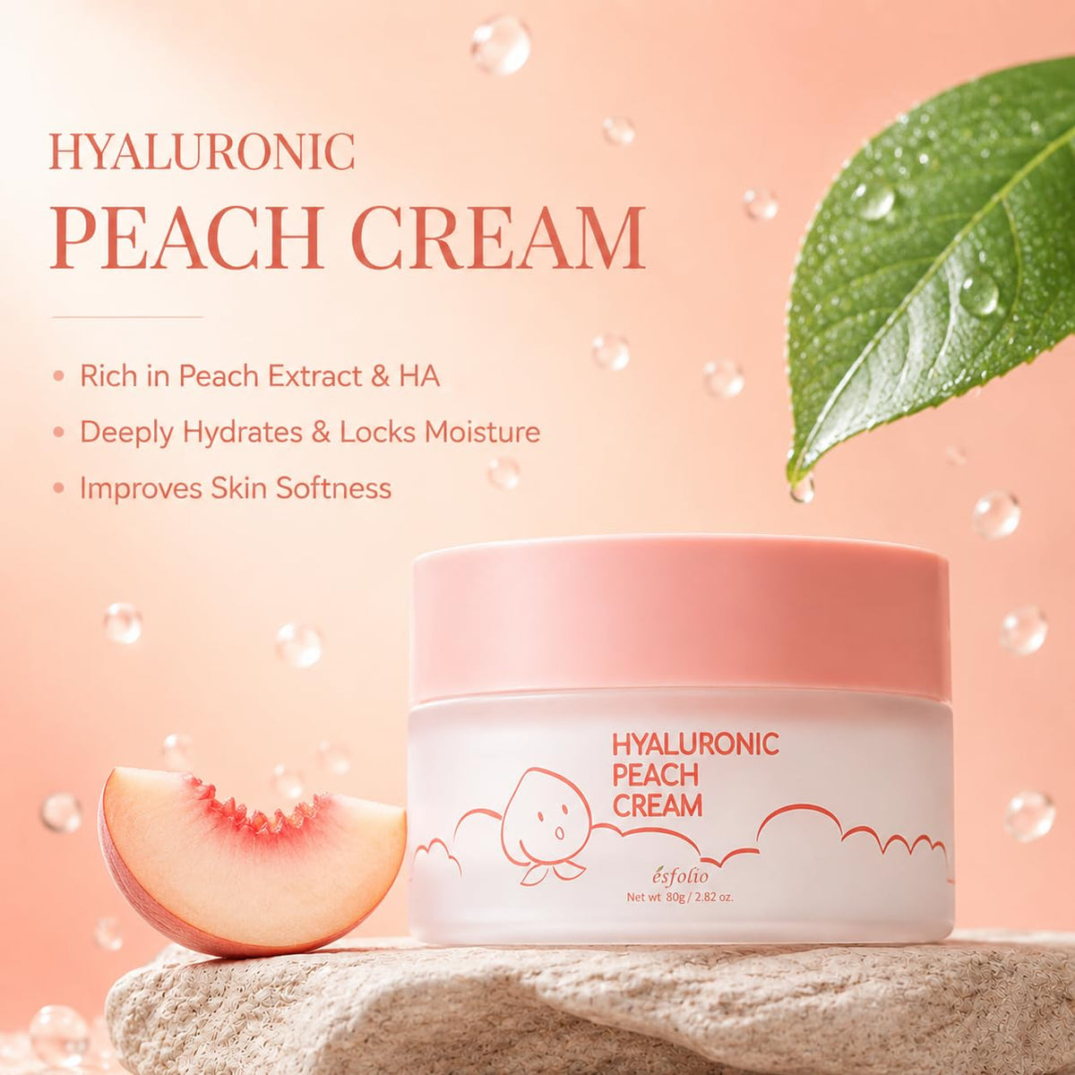 Esfolio Hyaluronic Peach Cream 2.82 Oz