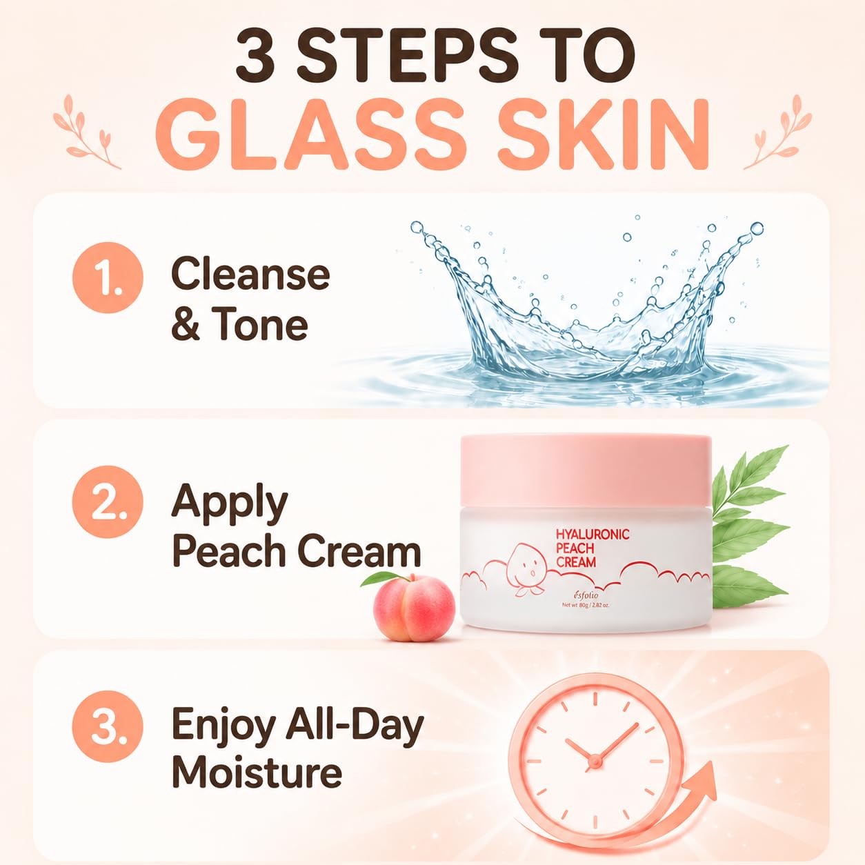 Esfolio Hyaluronic Peach Cream 2.82 Oz