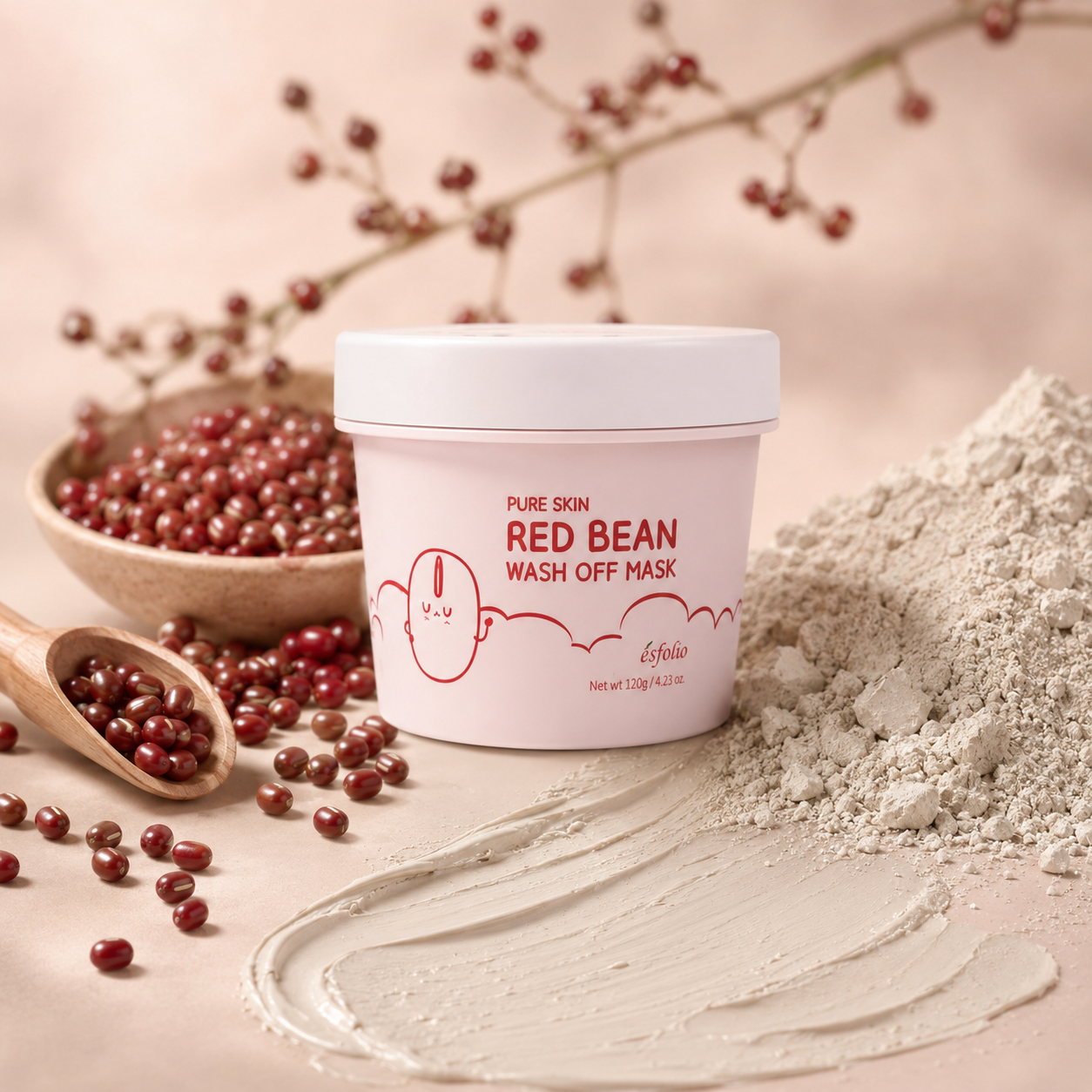 Esfolio Pure Skin Wash-Off Mask - Red Bean, 120g