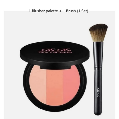 Triple Blusher palette Set (1 Palette + 1 Brush)