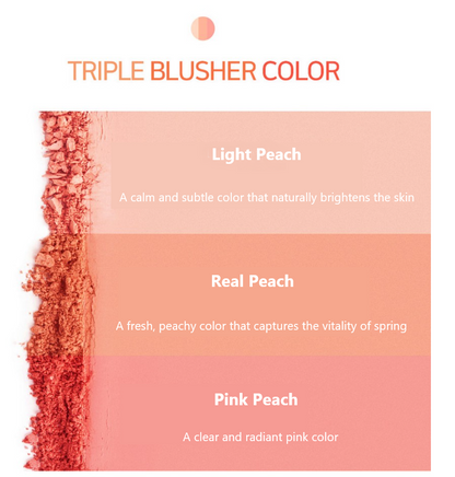 Triple Blusher palette Set (1 Palette + 1 Brush)