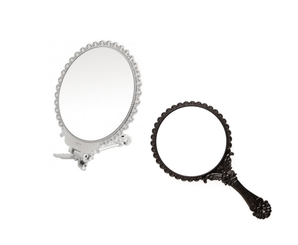 Mimi Folding Mirror (Small), Black/Silver