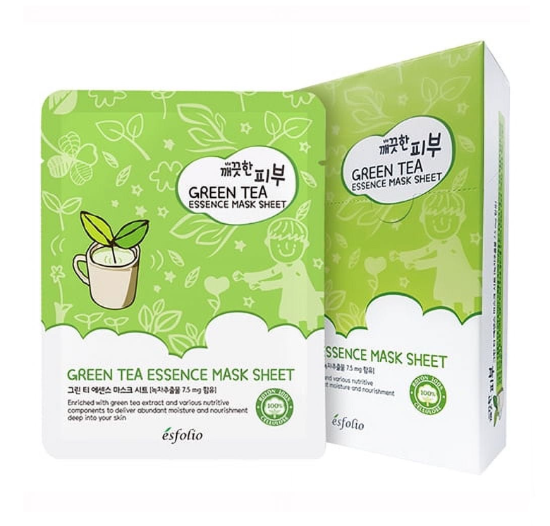 ESFOLIO PURE SKIN ESSENCE MASK PACK - GREEN TEA, 25ml * 10