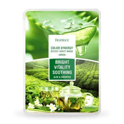 DEOPROCE Moist Soothing Smooth Mask Sheet - ALOE & GREEN TEA (Pack of 10)
