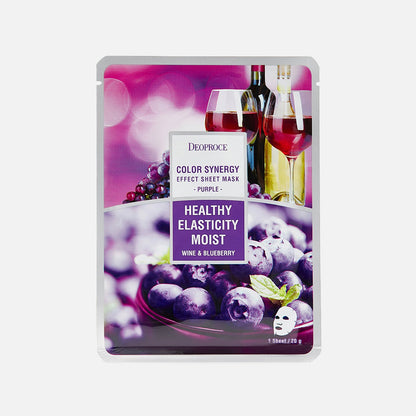 DEOPROCE Moist Soothing Smooth Mask Sheet - Wine & Blueberry (Pack of 10)