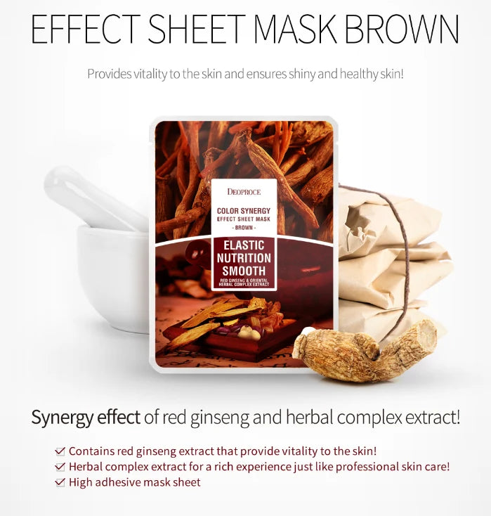 DEOPROCE Moist Soothing Smooth Mask Sheet - Red Ginseng (Pack of 10)