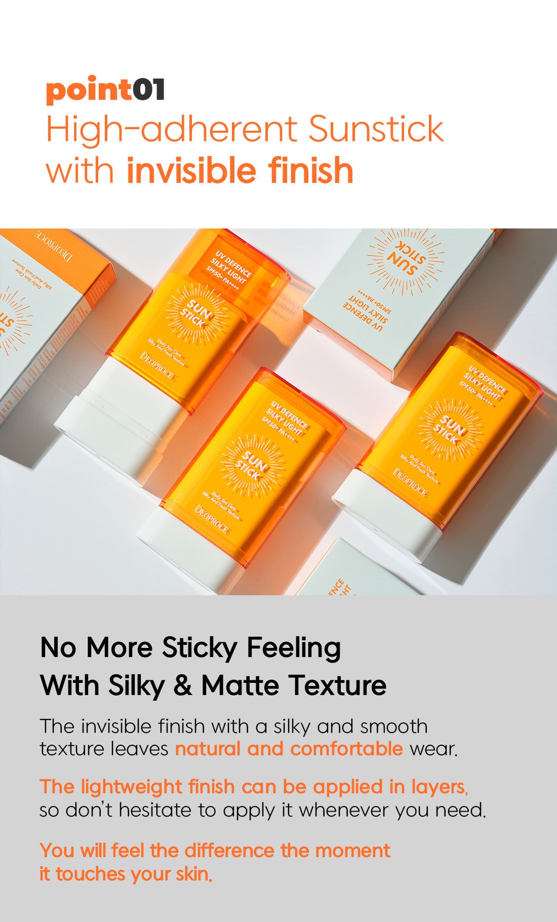 Deoproce  UV Defense Silky Light  Sun Stick (SPF50+ PA++++), 19g